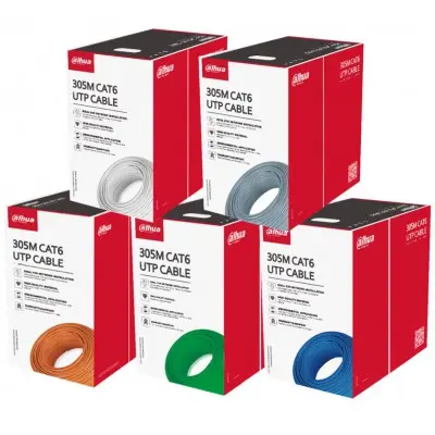 [PFM920I-6UN-C] DAHUA CABLE CAT 6, 305 m copper (99.97% purity) (1000 ft)/carton UTP CAT6, power over Ethernet, compatible with one 
