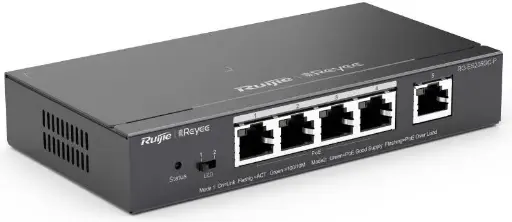 [RG-ES205GC-P] RUIJIE 5-Port 1000 Mbps PoE + with 1-Port Gigabit Cloud Managed Switch, 54W